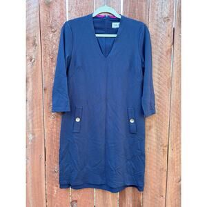 Eliza J. knit shift dress womens size 10 dark navy blue career office preppy